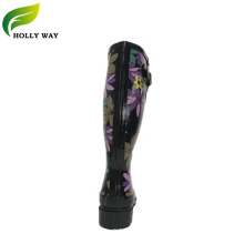 Women's Patterned Rubber Boots with side buckle
